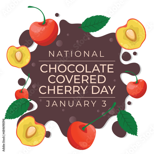 Indulge in Delight: Vector Design Template for Chocolate Covered Cherry Day. Celebrate this sweet occasion with a deliciously themed graphic.