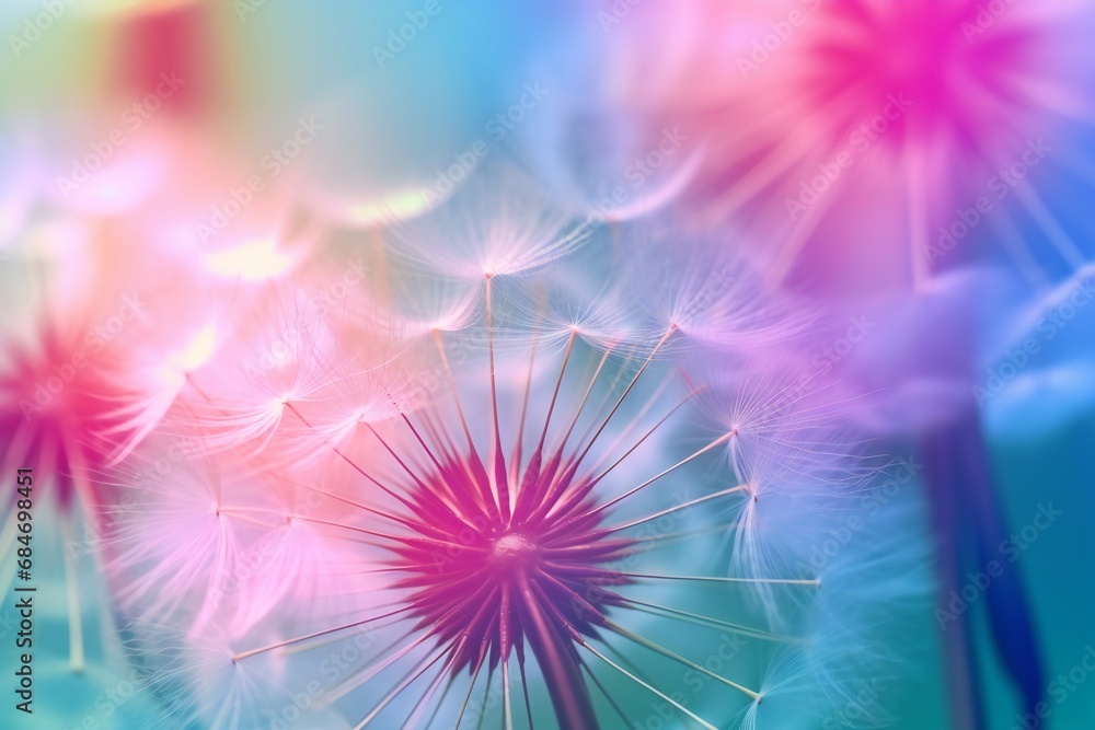 Colourful dandelion close up background - obrazy, fototapety, plakaty 