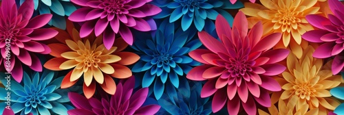 Title   Vibrant Paper Floral Backdrop  A Colorful and Artistic Display of Handmade Craft  Bright Petals  and Creative Patterns