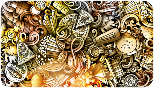 Fastfood vector doodles illustration. Fast food banner design.