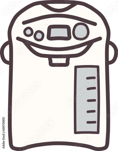 シンプルにデフォルメした電気ポットの手描きイラスト