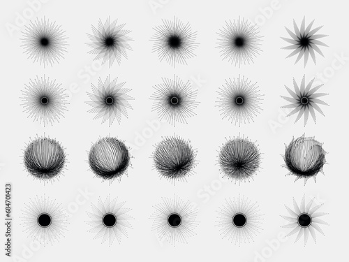 set of sunburst or sunshine vector, sunburst set collection, eps 10.