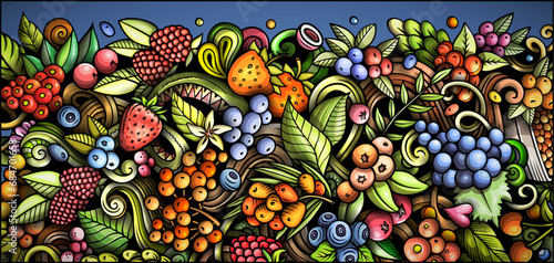 Cartoon vector doodle Berries background