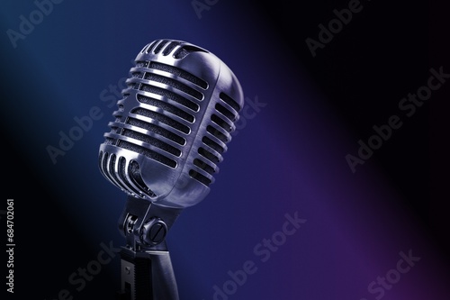 Podcast or jazz club concept with vintage microphone