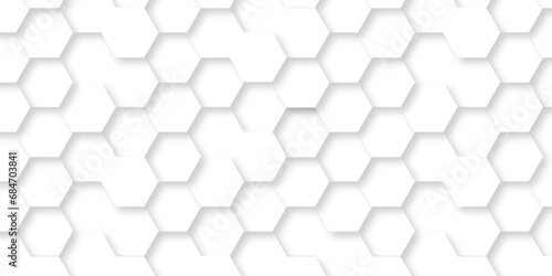 Fototapeta Naklejka Na Ścianę i Meble -  	
Background with hexagons White Hexagonal Background. Luxury honeycomb grid White Pattern. Vector Illustration. 3D Futuristic abstract honeycomb mosaic white background. geometric mesh cell texture.