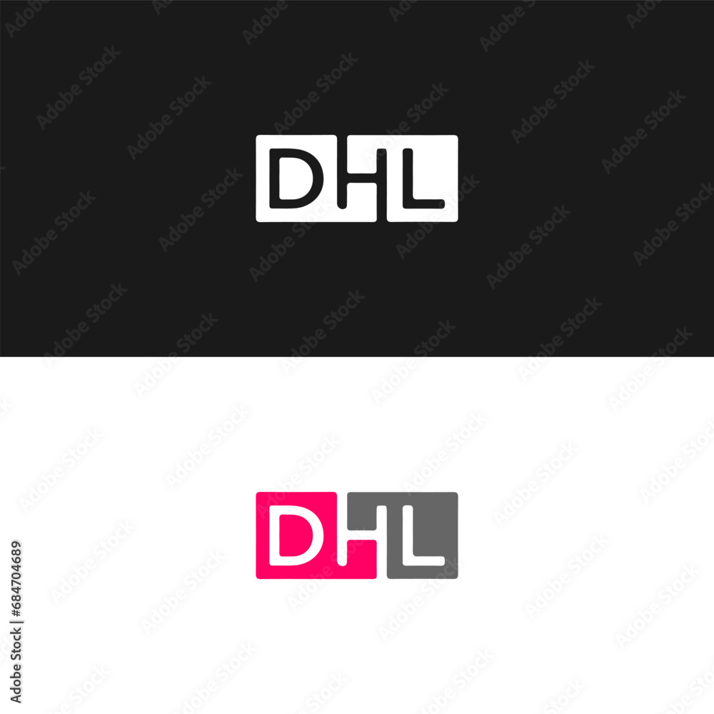 DHL logo. D H L design. White DHL letter. DHL, D H L letter logo design. Initial letter DHL linked circle uppercase monogram logo. DHL logo. D H L design. White DHL letter. DHL, D H L letter logo design. Initial letter DHL linked circle uppercase monogram logo.