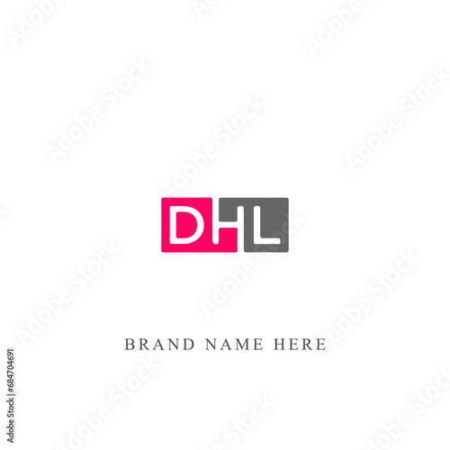 DHL logo. D H L design. White DHL letter. DHL, D H L letter logo design. Initial letter DHL linked circle uppercase monogram logo.