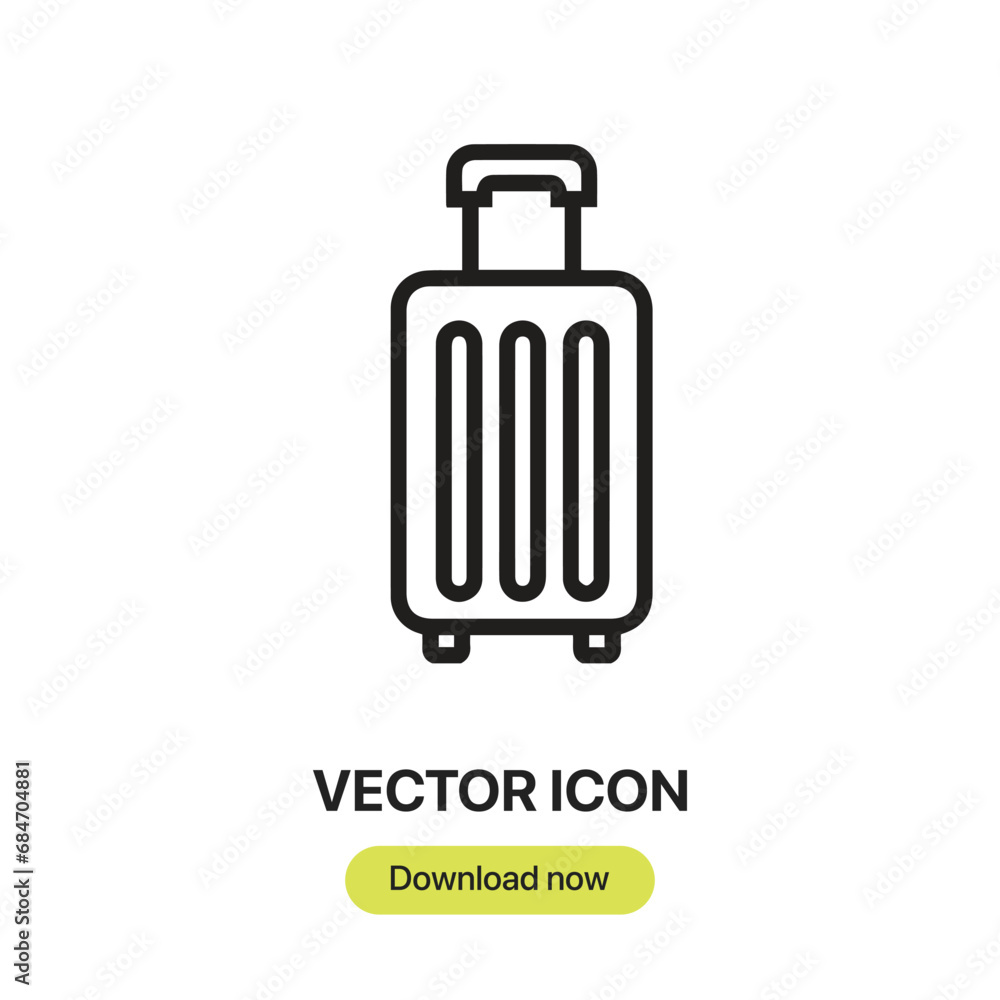 Suitcase icon vector. Linear-style sign for mobile concept and web design. Suitcase symbol illustration. Pixel vector graphics - Vector. Suitcase icon vector. Linear-style sign for mobile concept and web design. Suitcase symbol illustration. Pixel vector graphics - Vector.
