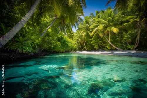 Maldives Islands Ocean Tropical Beach Neural network AI generated art © mehaniq41