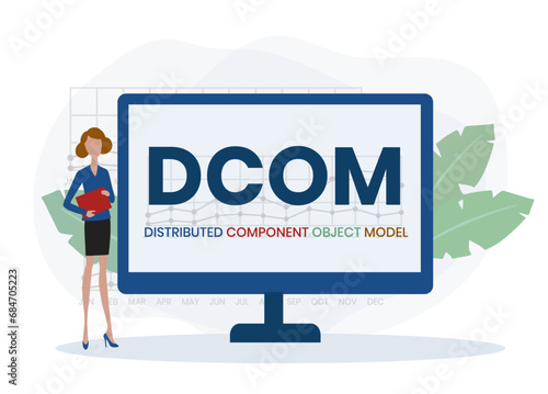 DCOM - Distributed Component Object Model acronym. business concept background. vector illustration concept with keywords and icons. lettering illustration with icons for web banner, flyer