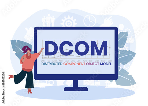 DCOM - Distributed Component Object Model acronym. business concept background. vector illustration concept with keywords and icons. lettering illustration with icons for web banner, flyer