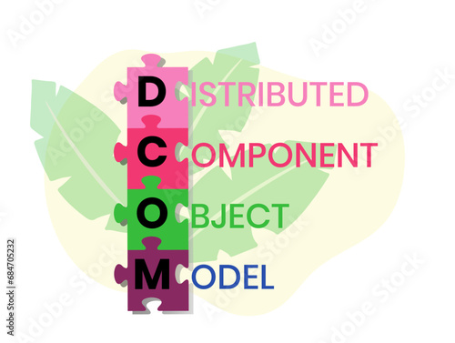 DCOM - Distributed Component Object Model acronym. business concept background. vector illustration concept with keywords and icons. lettering illustration with icons for web banner, flyer