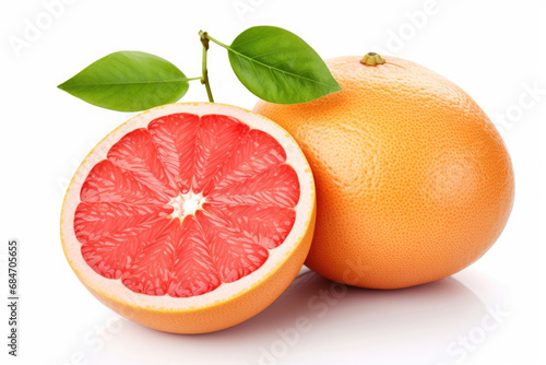 Red grapefruit on white background