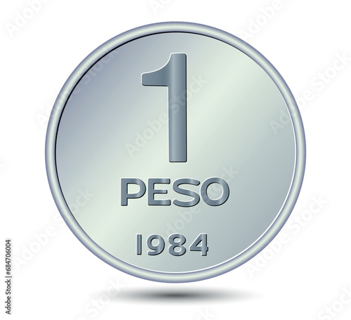 Argentina one peso coin. Vector illustration.