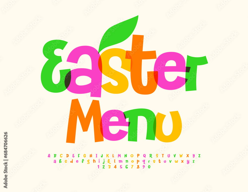 Vector holiday template Easter Menu with decorative Lead. Watercolor