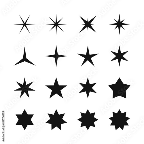 Star icon set. Set of different shape stars icons design.