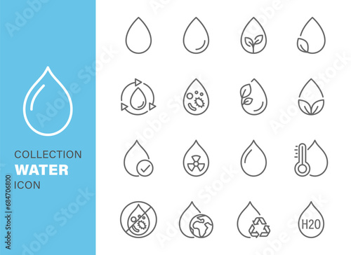 set of water drop icon, green water icon vector design