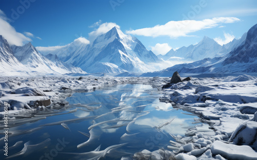ice frozen lake with mountains  © CRYPTOERMD
