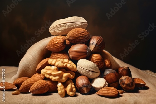 Abstract Background With Heap Of Different Nuts Photorealism photo