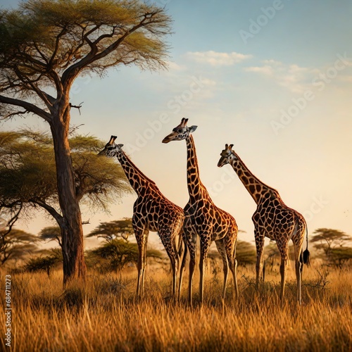 A picture of a giraffe and a tree in a meadow.  © KKY