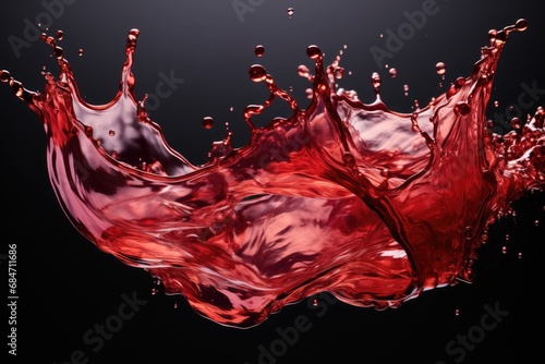 Abstract red burgundy wine splashes on black background