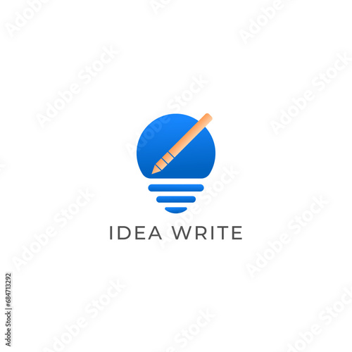 ILLUSTRATION IDEA WITH PENCIL GRADIENT BLUE ORANGE COLOR SIMPLE LOGO ICON TEMPLATE DESIGN VECTOR