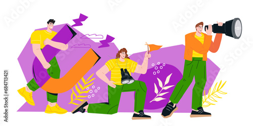 Promoters and SMM professionals generate leads and convert them into customers through inbound marketing strategies, vector illustration isolated on white. Lead generation and customer conversion.