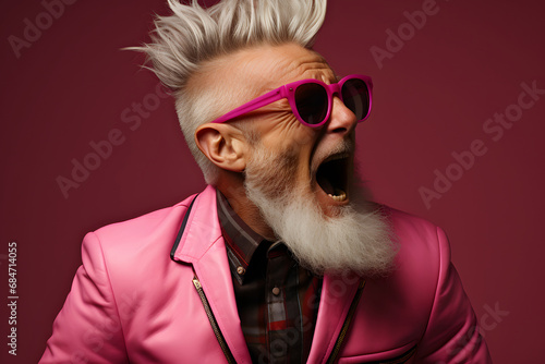 Happy old and smiling man w...