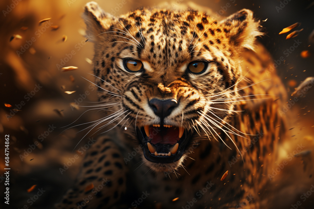 A cheetah rendered in mystical mirage-like patterns, embodying the speed and elusiveness of this abstract and swift predator.