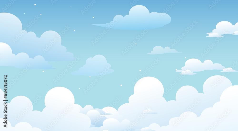 Landscape blue sky and white clouds, 2d sky background. blue clear sky background, Fluffy clouds Landscape blue sky and white clouds, 2d sky background. blue clear sky background, Fluffy clouds