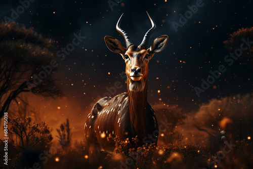 A gazelle depicted with galactic grace  combining celestial elements with the elegance and agility of these swift herbivores.