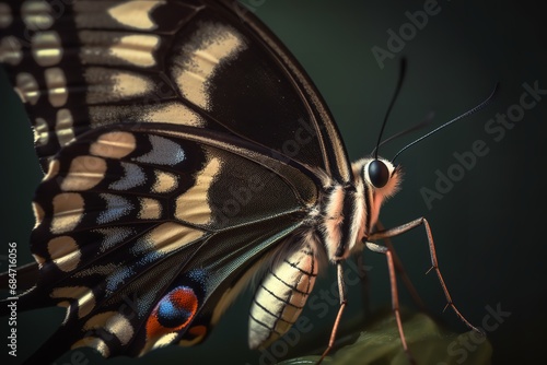 Macro Magic: Stunning Close-up of Papillion Butterfly in Exquisite Detail, 
Macro photography, Papilio Palin, butterfly close-up, insect beauty, detailed macro shot, natural elegance,  photo