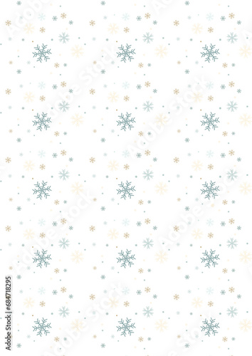 christmas background with snowflakes on white background. Simple Christmas card with geometric motifs. Snowflakes and circles with different ornaments. Retro textile collection.