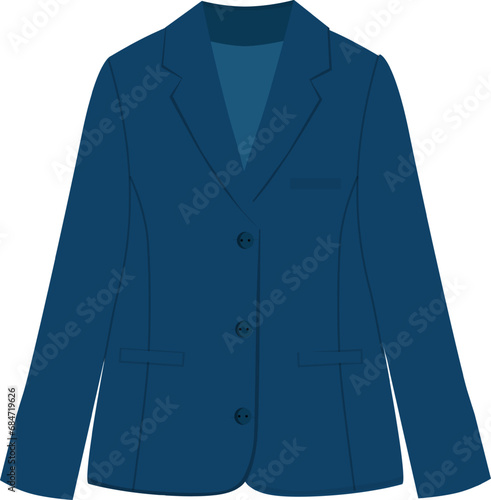 Classic jacket. School uniform. Woman and man blazer. Piece of wardrobe. Classic suit. Vector illustration on white background.