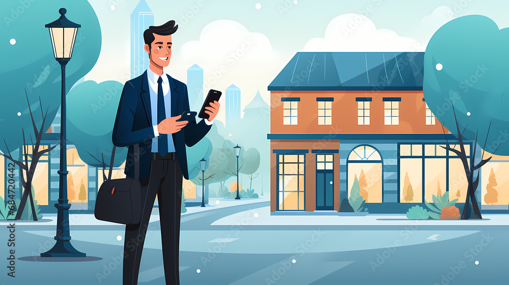 Busy male worker walking and looking at smartphone. Man staring and holding phone. Busy male worker walking and looking at smartphone. Man staring and holding phone.