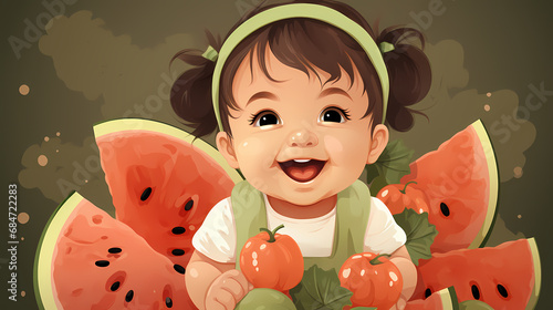 Cute girl character enjoyin...