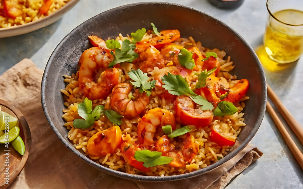 Capture the essence of Jambalaya in a mouthwatering food photography shot Generative AI Capture the essence of Jambalaya in a mouthwatering food photography shot Generative AI