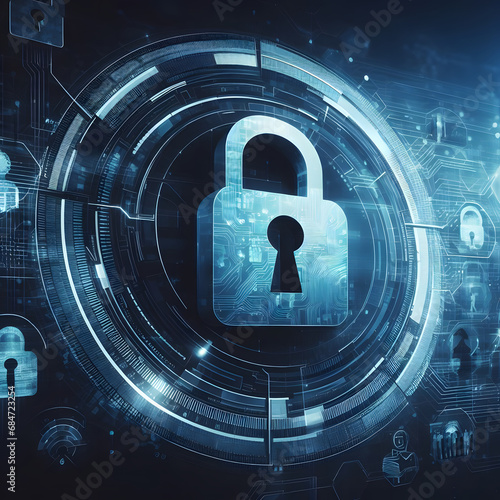 Fototapeta Cyber security online create with Generative AI technology 