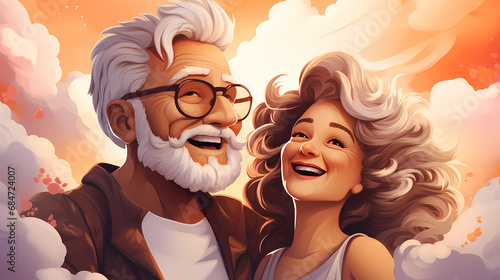 Beautiful old couple in love