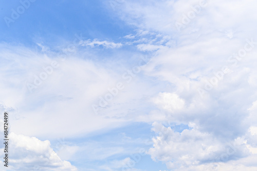 White clouds in a bright blue sky. The beauty of the nature 