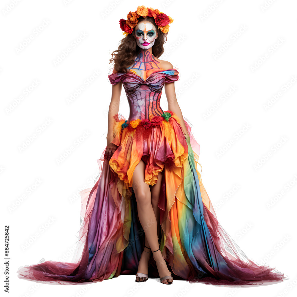 Halloween fashion with bright colors on transparent background PNG. Halloween fashion design idea.