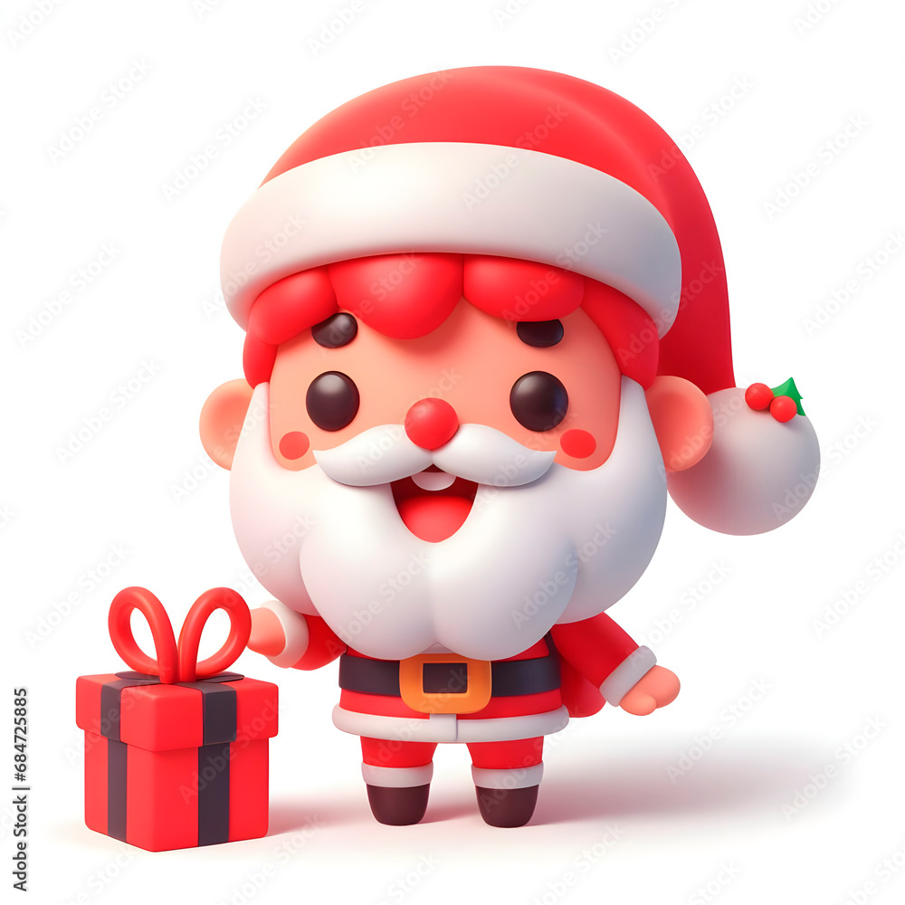 Joyful 3D Kawaii Red-haired Santa Sculpture Joyful 3D Kawaii Red-haired Santa Sculpture