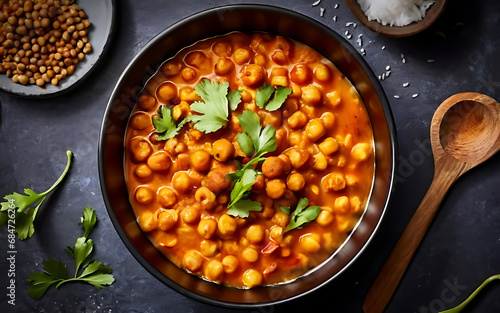 Capture the essence of Chana Masala in a mouthwatering food photography shot Generative AI