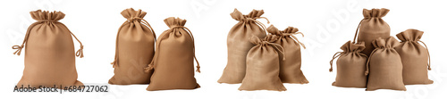 Set of burlap sack bag, cut out - stock png. photo