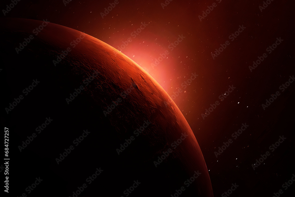 Planet Mars on a dark background. Elements of this image furnished by NASA - obrazy, fototapety, plakaty 