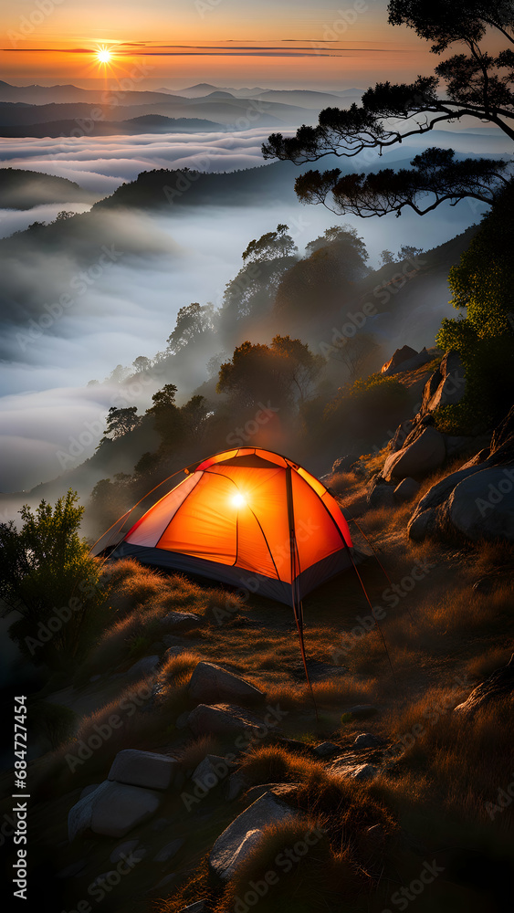 Camping amidst the natural morning light