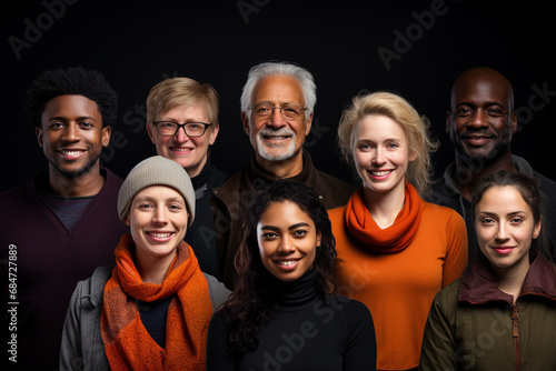 Celebrate the beauty of diversity with a collection of portraits featuring individuals of various ethnicities, ages, and genders. Ai generated