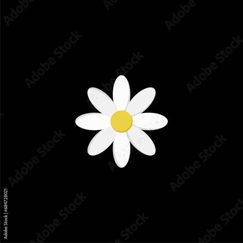 Fototapeta Naklejka Na Ścianę i Meble -  Cute chamomile and daisy. Flower icon. Simple flat flower icons isolated on black background. 