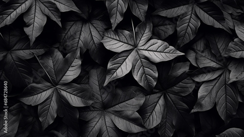 black leaves background. Generative AI.