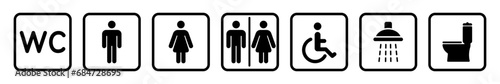 WC Symbole, toilet vector icons set, man or women restroom